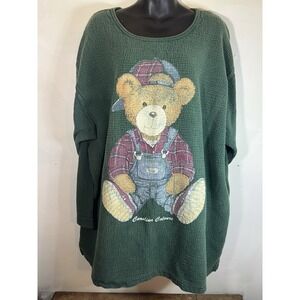 Vtg 90s 80s Teddy Bear Women's 3XL Sweater Moomoo Cozy Grandma Carolina Colours